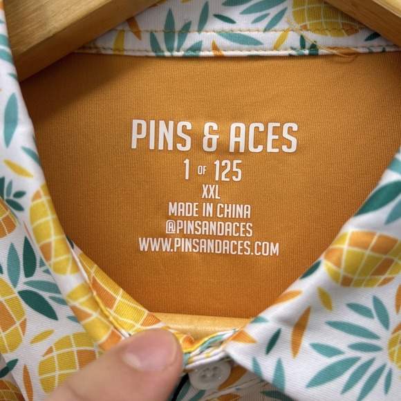 Pins And Aces Golf Co Polo Shirt Mens 2XL Tropical Print Performance Stretch NEW - Picture 4 of 9